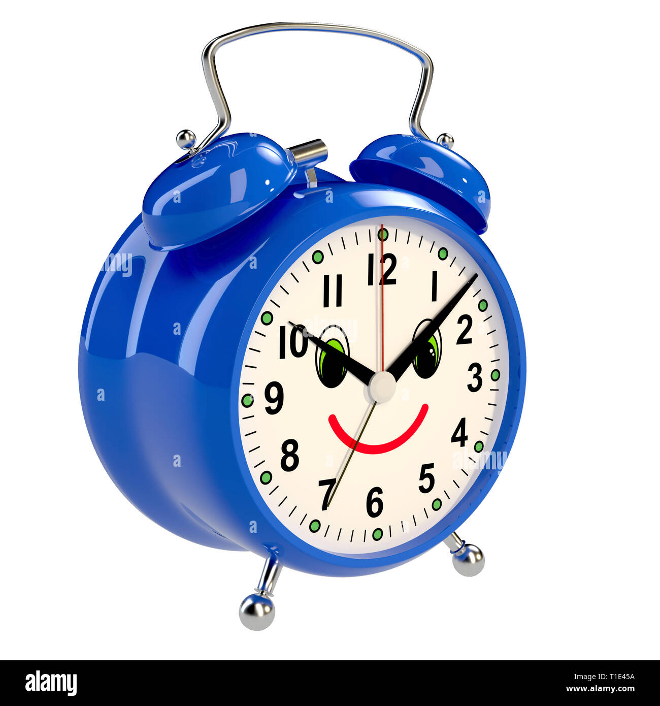 Funny alarm clock on white background. 3D rendering Stock Photo Alamy