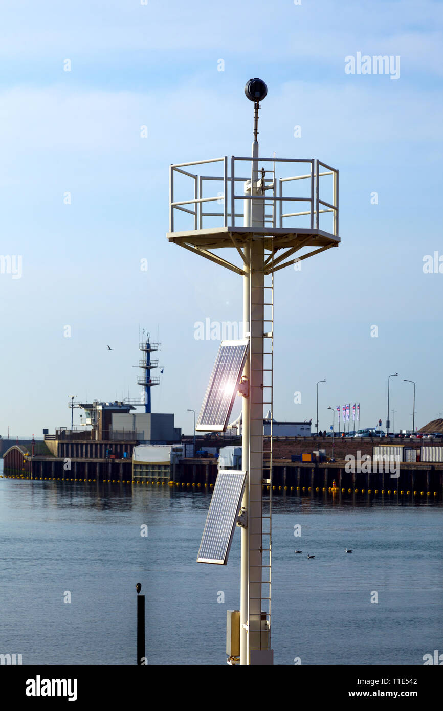 Solar panels at the top of the lighthouse. Transformation of solar ...