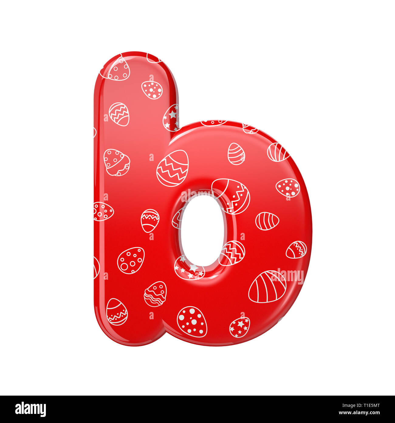 Easter egg letter B - Small 3d red and white celebration font isolated on white background. This alphabet is perfect for creative illustrations relate Stock Photo