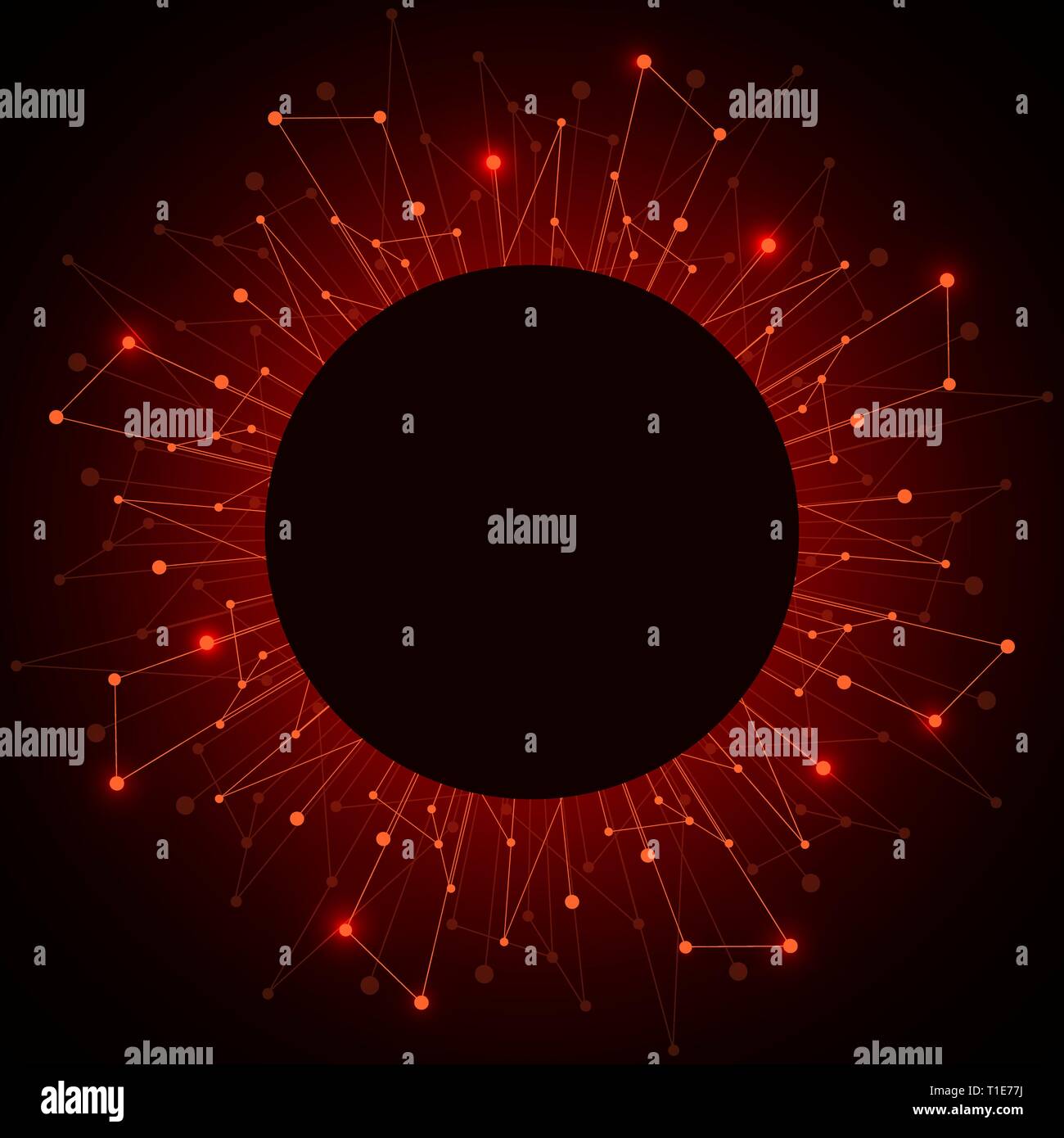 Geometric pattern with connected lines and dots. Vector illustration on dark background Stock Vector