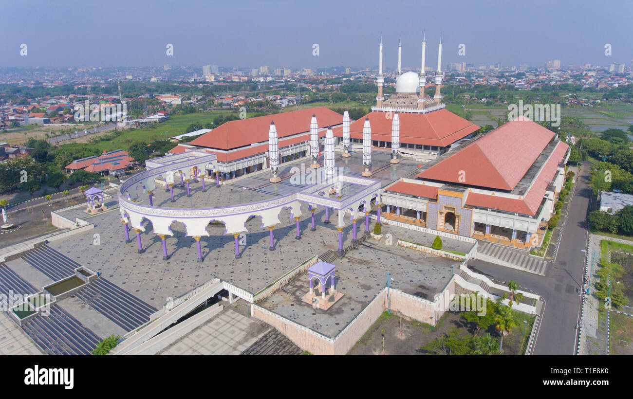 Grand Mosque of Central Java in Semarang. A mix of Javanese, Roman and Islamic architecture. Indonesia is the largest muslim country in the world. Stock Photo