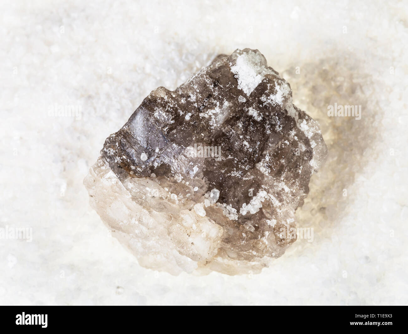 top view of rough Halite mineral in grained Rock Salt close up Stock Photo