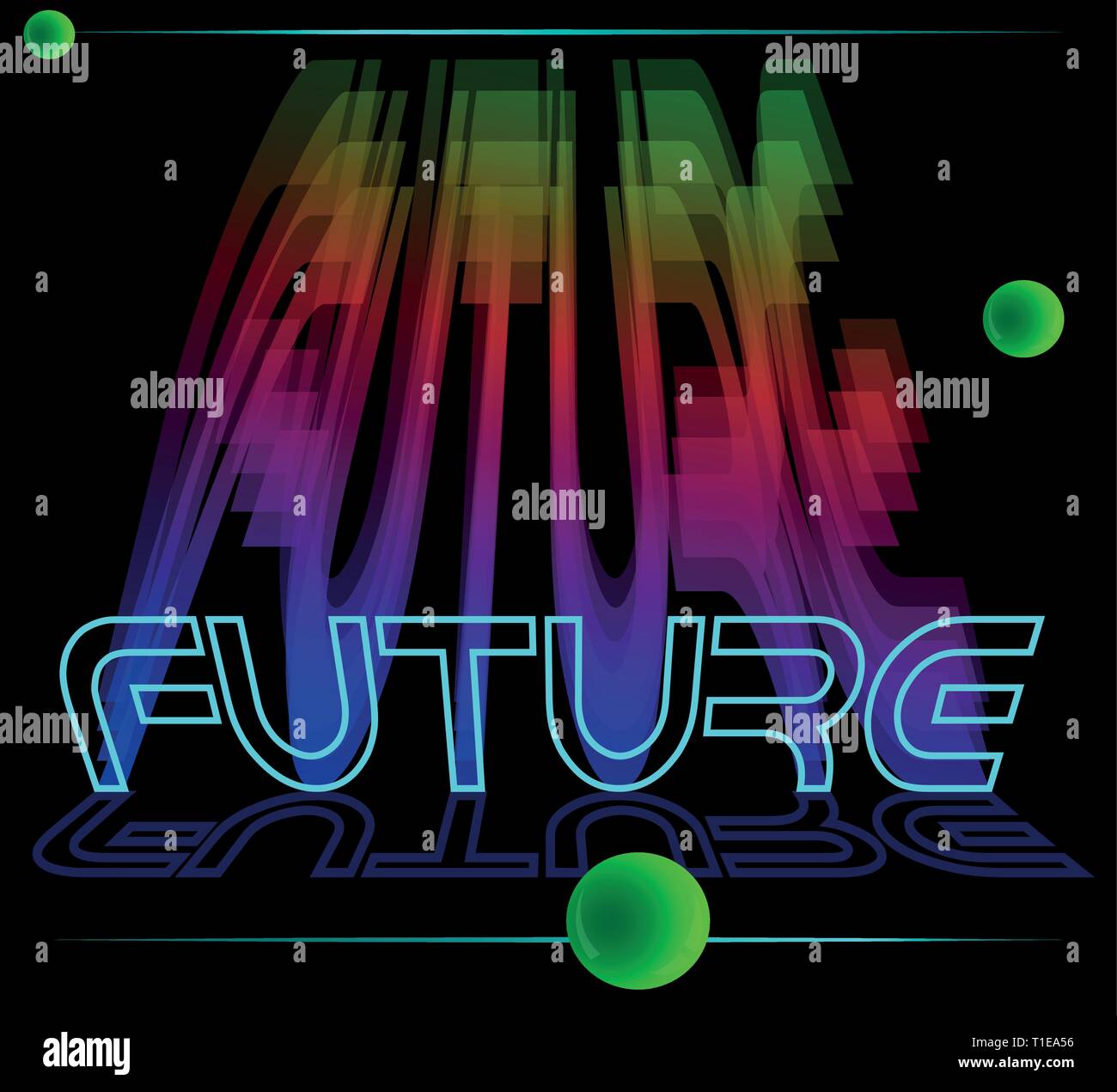 inscription future on a dark background with 3D elements as a logo or background Stock Vector
