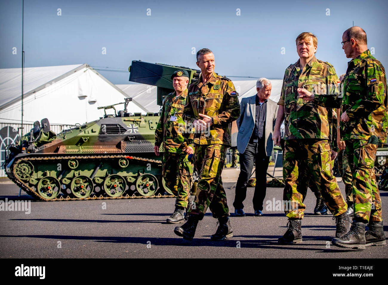 VREDEPEEL - King Willem Alexander visits military defense base, Vredepeel, the Netherlands - 22 Mar 2019 copyruht robin utrecht Stock Photo