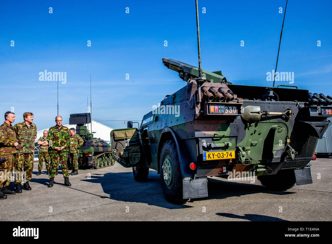 VREDEPEEL - King Willem Alexander visits military defense base, Vredepeel, the Netherlands - 22 Mar 2019 copyruht robin utrecht Stock Photo