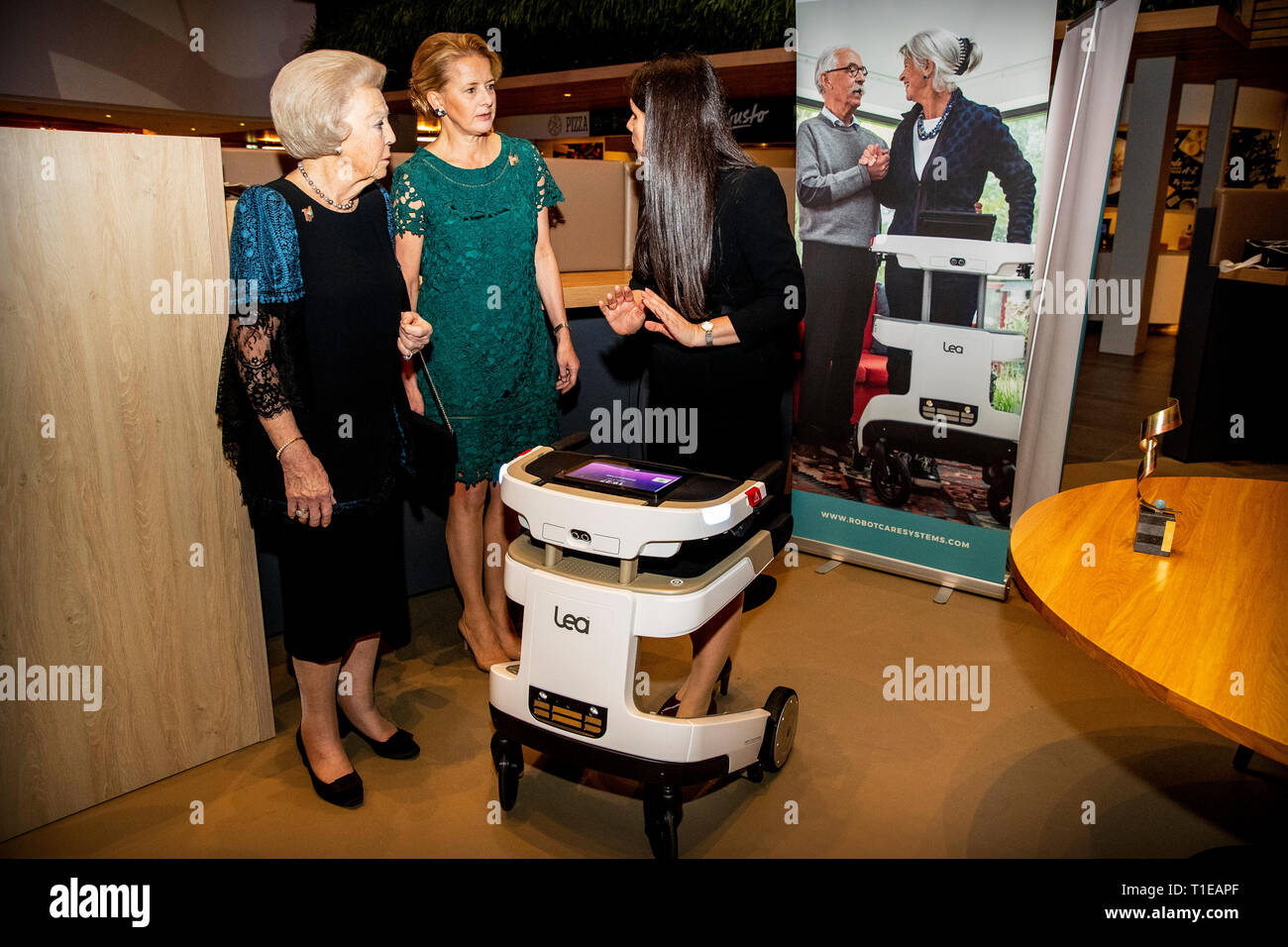 VELDHOVEN - In the presence of Princess Beatrix and Princess Mabel, the Prince Friso Engineer Prize is awarded to Maja Rudinac, founder of Robot Care systems. copyrught robin utrecht Stock Photo