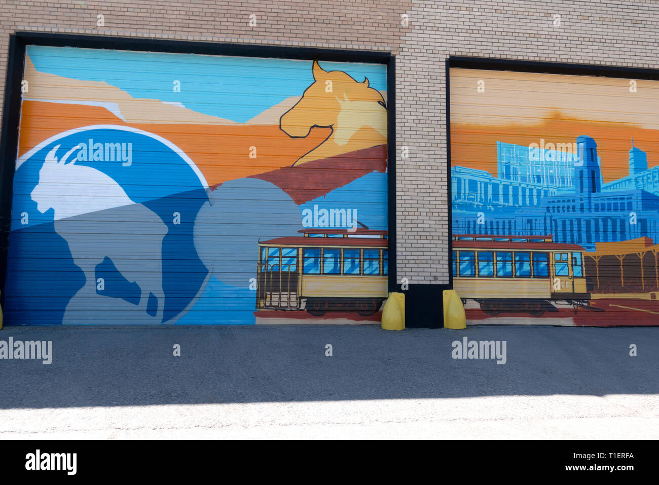 Painted Garage Doors Depicting The Past Railroad Industry Sears