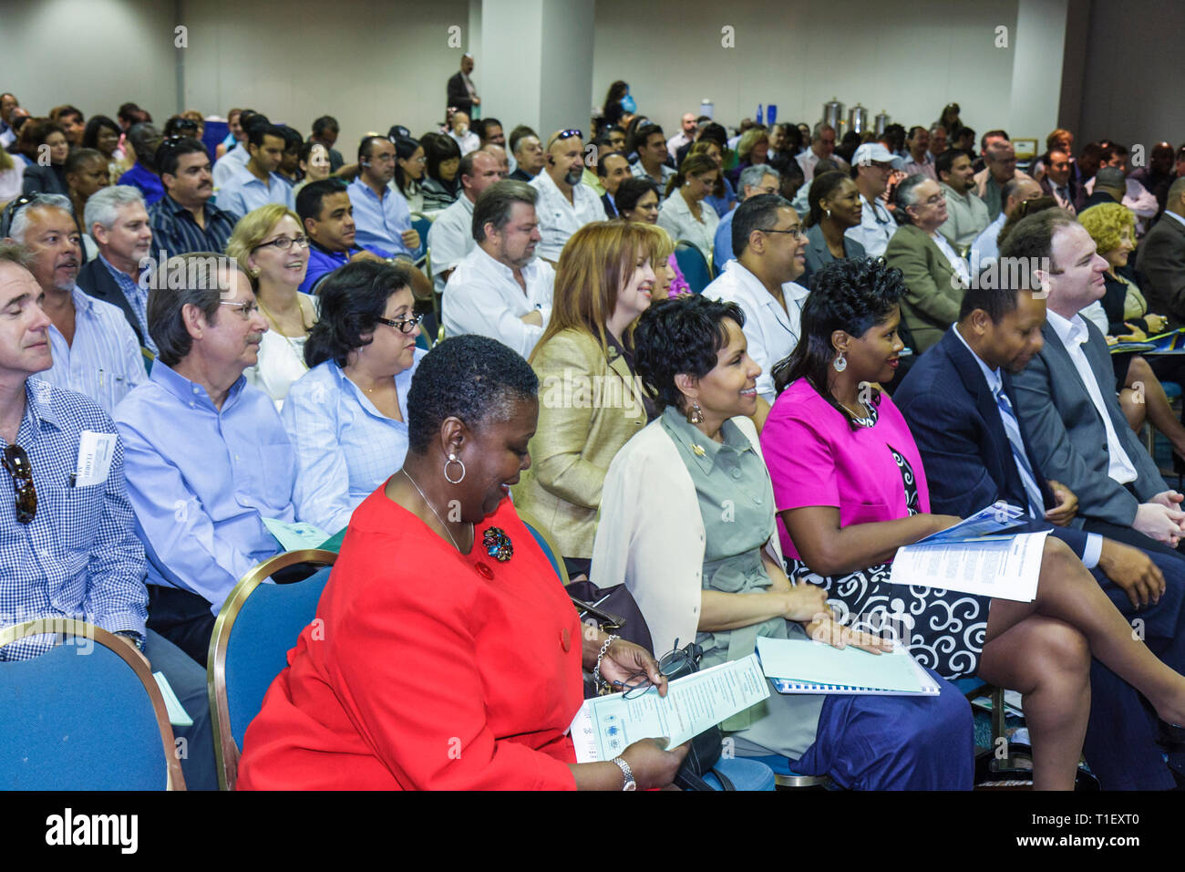 Miami Florida,Small business,Economic Stimulus Forum,economy,minority,networking,work,seminar,Black African Africans,Hispanic man men male,woman femal Stock Photo