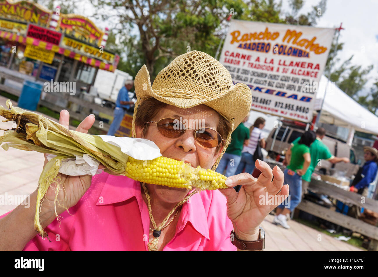 Miami Florida,Kendall,Tropical Park,Miami International Agriculture & Cattle Show,breeding,livestock trade,agri business,food,roasted corn on the cob, Stock Photo