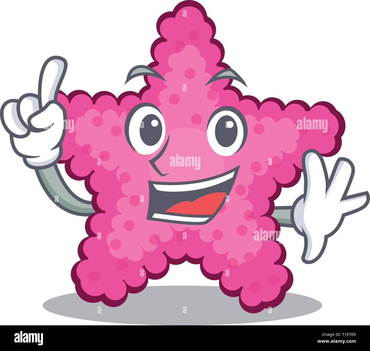 Finger pink starfish animal on mascot sand vector illustration Stock ...