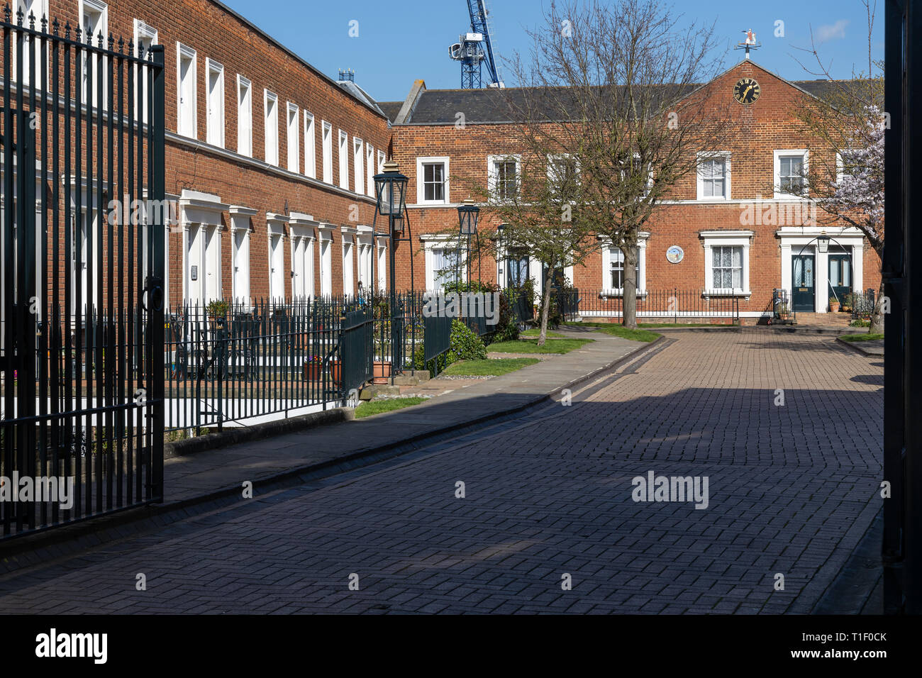 ROCHESTER, KENT/UK - MARCH 24 : Almshouses on the site of the old French hospital at la providence for the relief of poor french protestant refugees in Rochester on March 24, 2019 Stock Photo