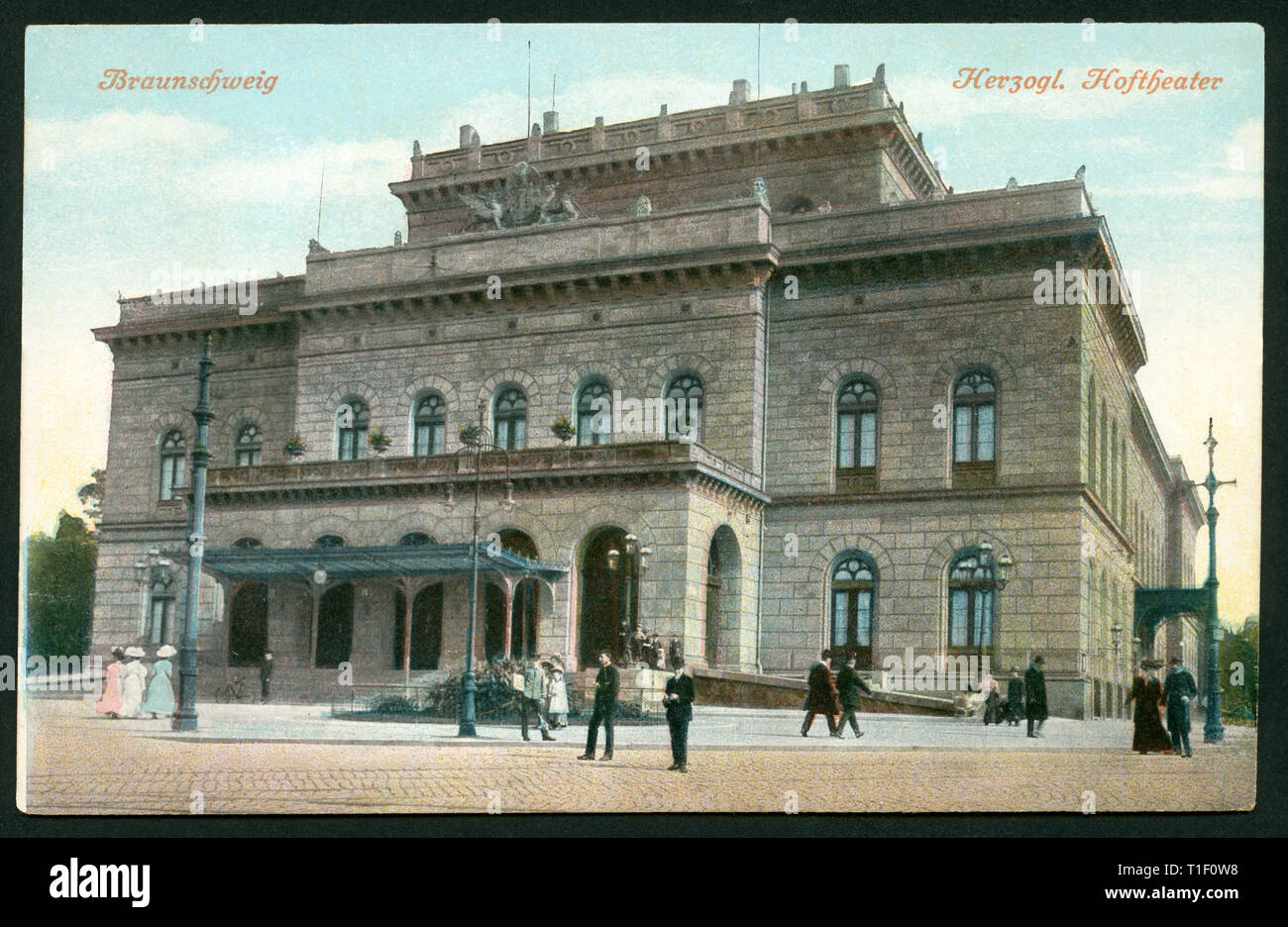 Germany, Lower Saxony, Braunschweig, Brunswick, ducal theatre, postcard, sent 1910., Additional-Rights-Clearance-Info-Not-Available Stock Photo