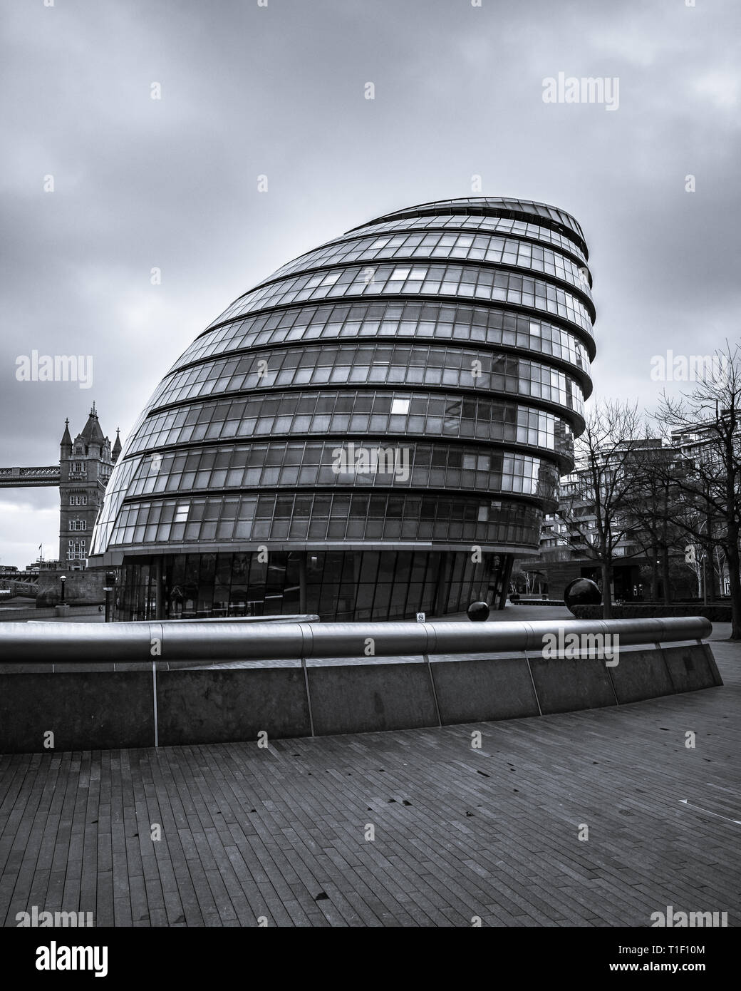 London, United Kingdom: the London City Hall. Black and White ...
