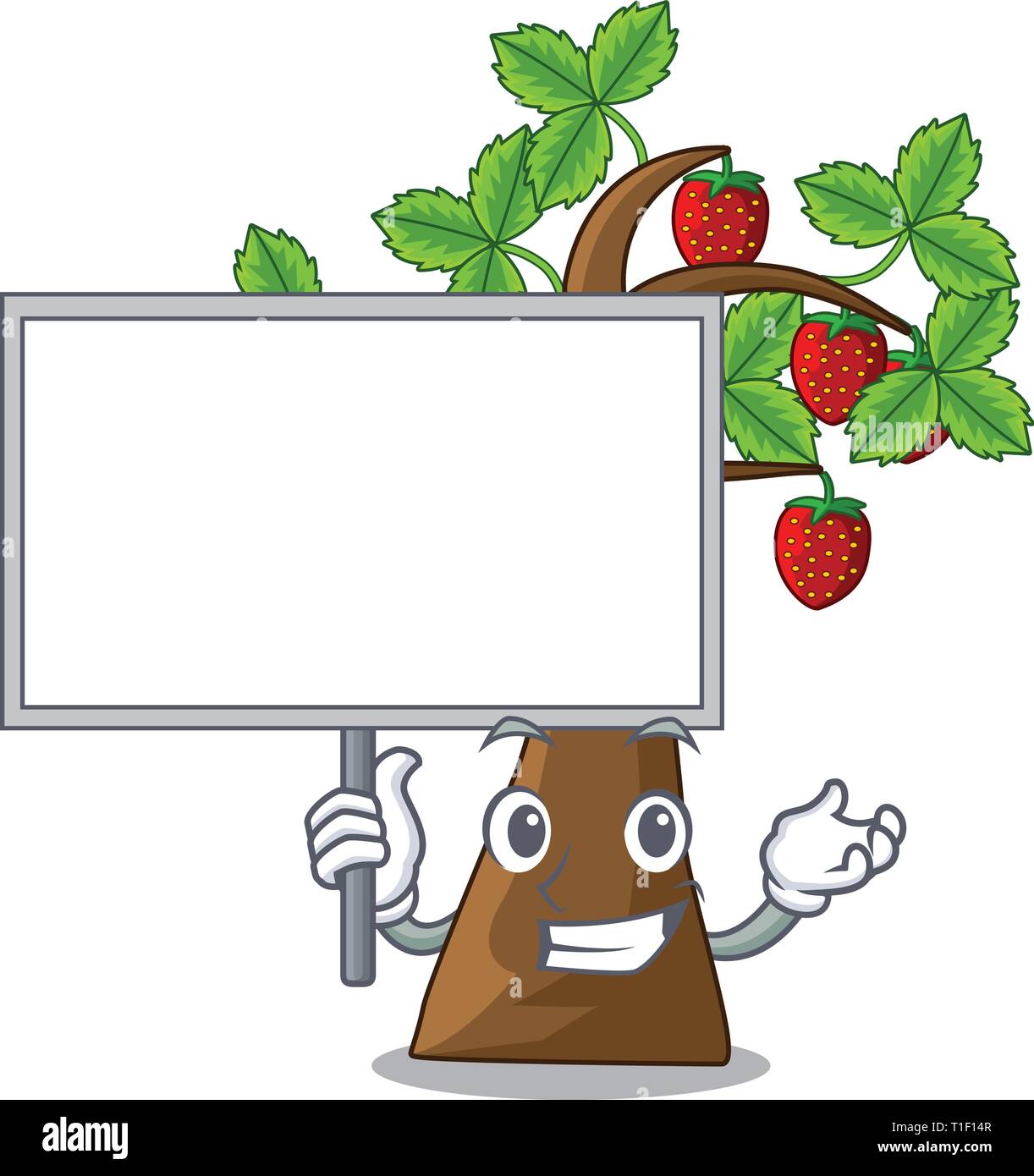 Bring board strawberry tree in the shape character vector illustration