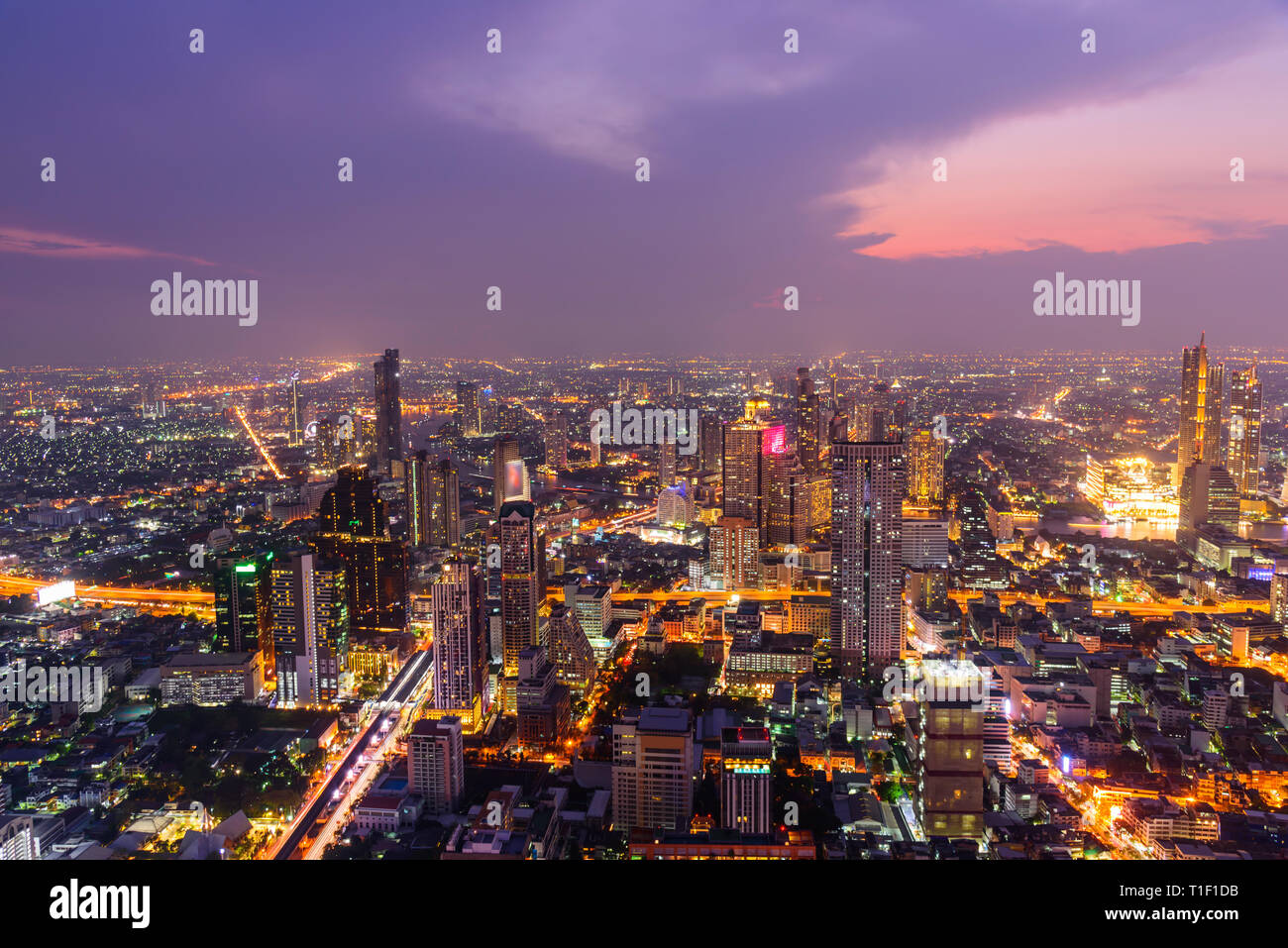 High view of high building in the city sunset time Stock Photo - Alamy