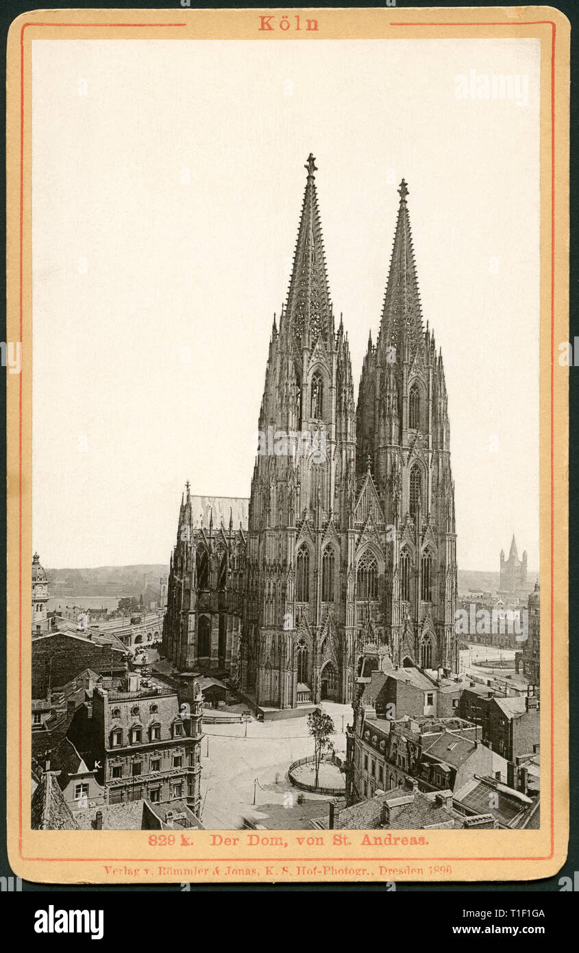 Germany, North-Rhine Westphalia, Cologne, chathedral, published by Roemmler and Jonas, Dresden, 1897 / Allemagne, Du-Nord-Westphalie, Cologne, cathédrale, edité par Römmler et Jonas, Dresden, 1897, Additional-Rights-Clearance-Info-Not-Available Stock Photo