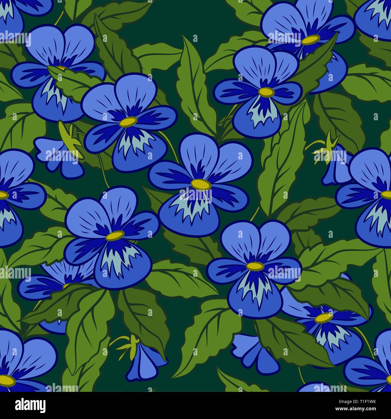 Flowers Pansies Seamless Stock Vector