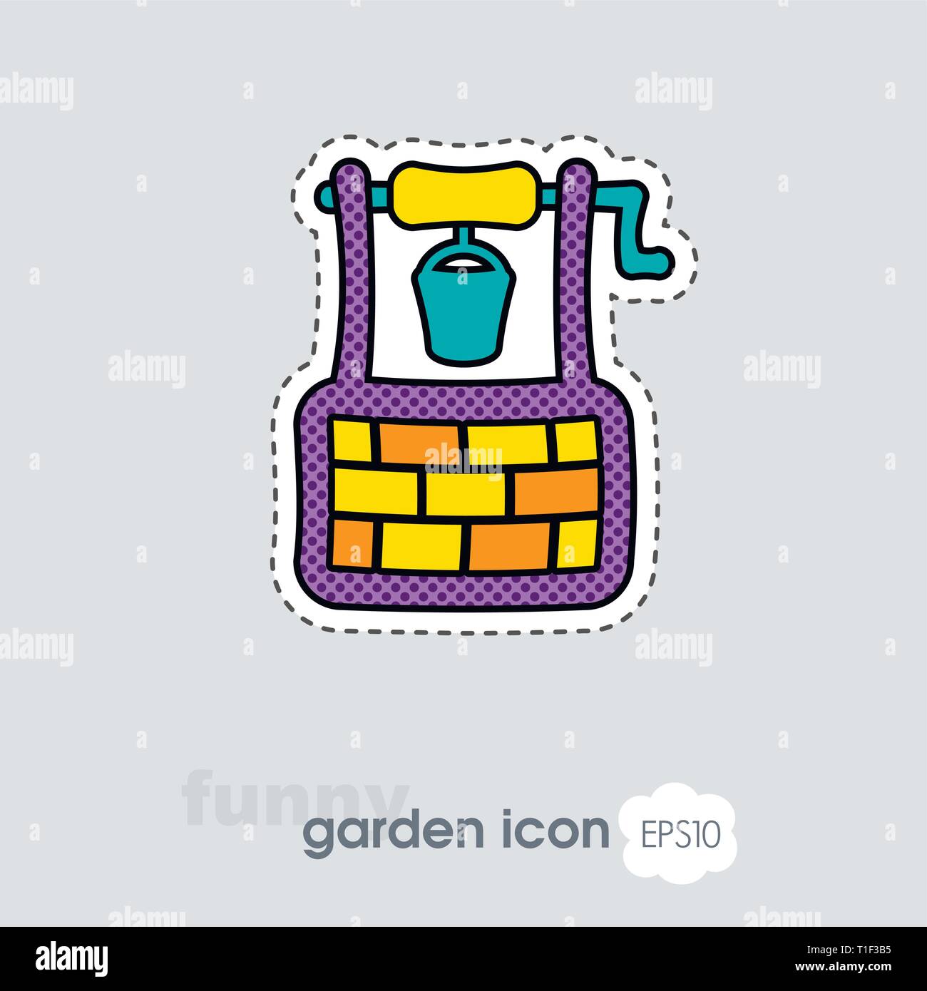 Water Well flat vector icon isolated, garden, eps 10 Stock Vector
