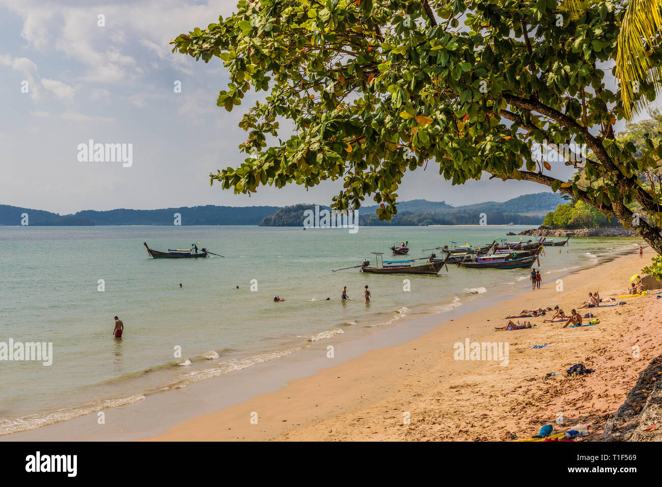 A typical beach scene in Ao Nang in Thailand Stock Photo