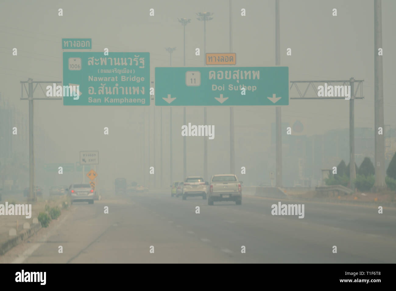 Chiang Mai, Thailand - March 24, 2019:  Air pollution in chiang mai city Stock Photo
