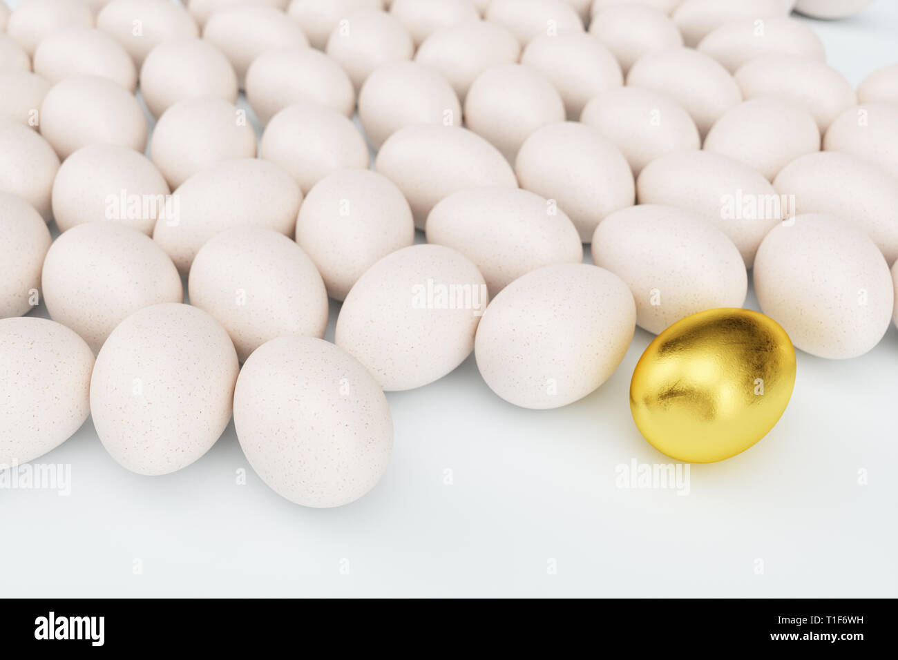 Golden egg in a row of the white eggs. 3D. Stock Photo by ©newb1 35522951