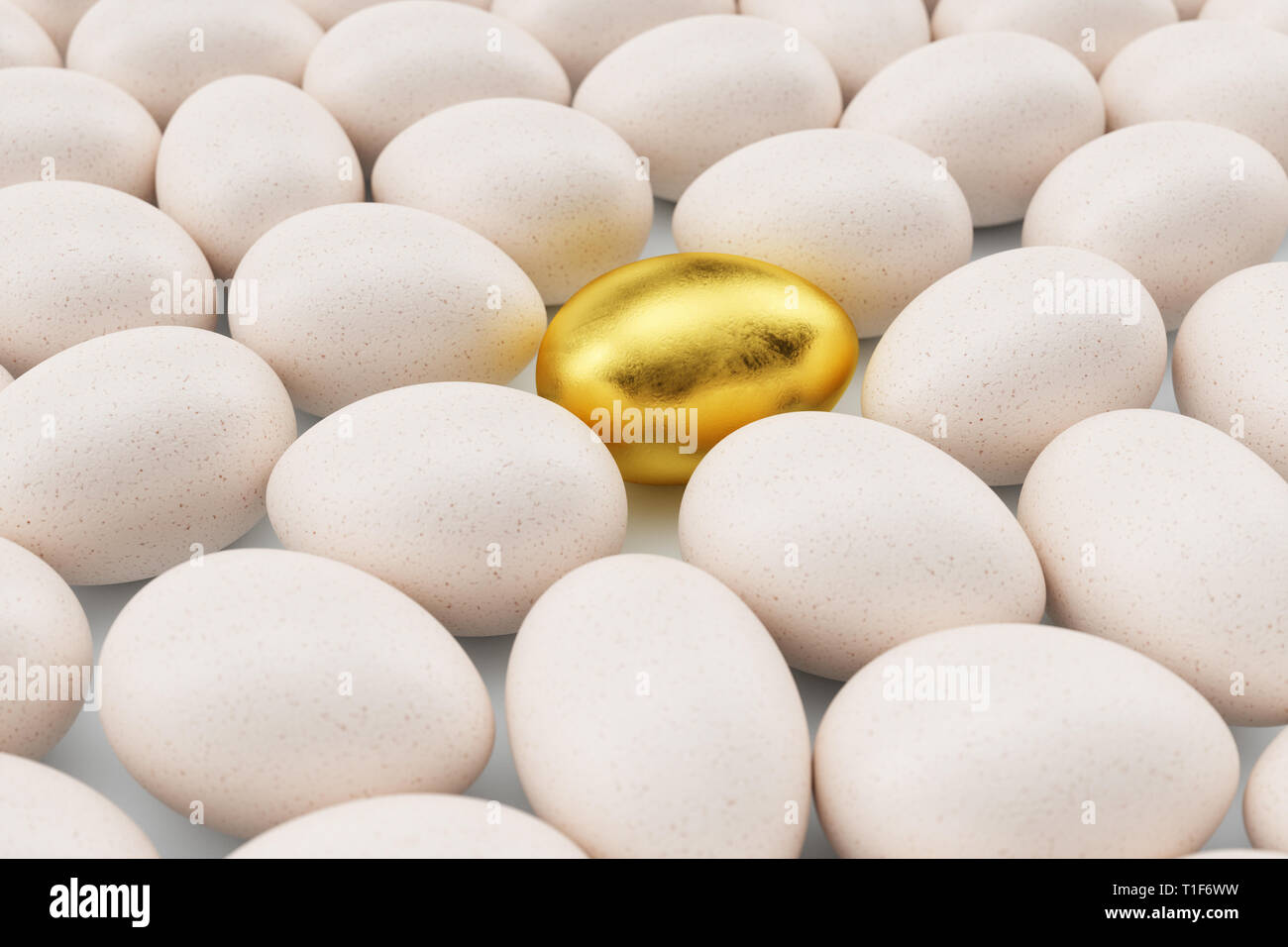 Golden egg in a row of the white eggs. 3D. Stock Photo by ©newb1 35522951