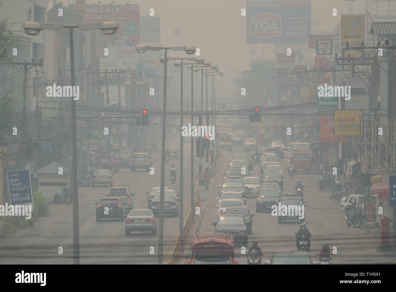 Chiang Mai, Thailand - March 24, 2019:  Air pollution in chiang mai city Stock Photo