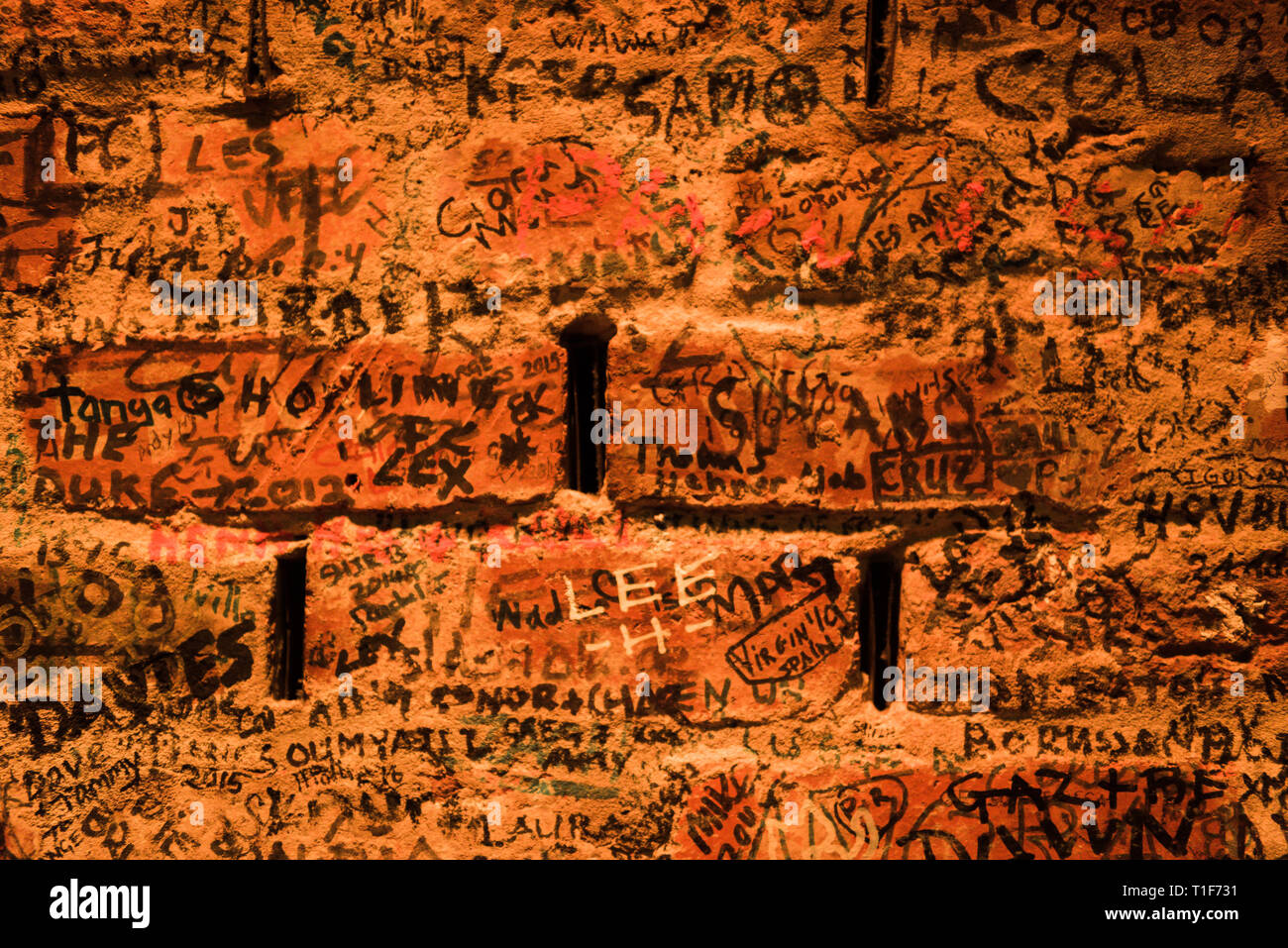 graffiti wall in the cavern nightclub, liverpool, home of the beatles Stock Photo