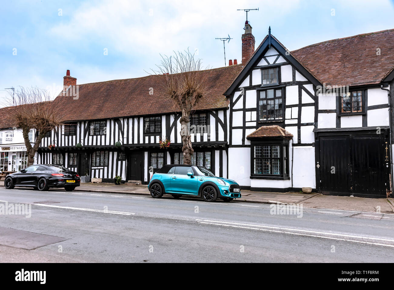 Houses on High Street in Henley in Arden, Warwickshire, uk Stock Photo