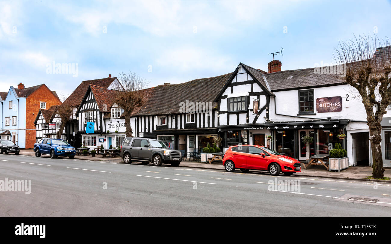Houses on High Street in Henley in Arden, Warwickshire, uk Stock Photo