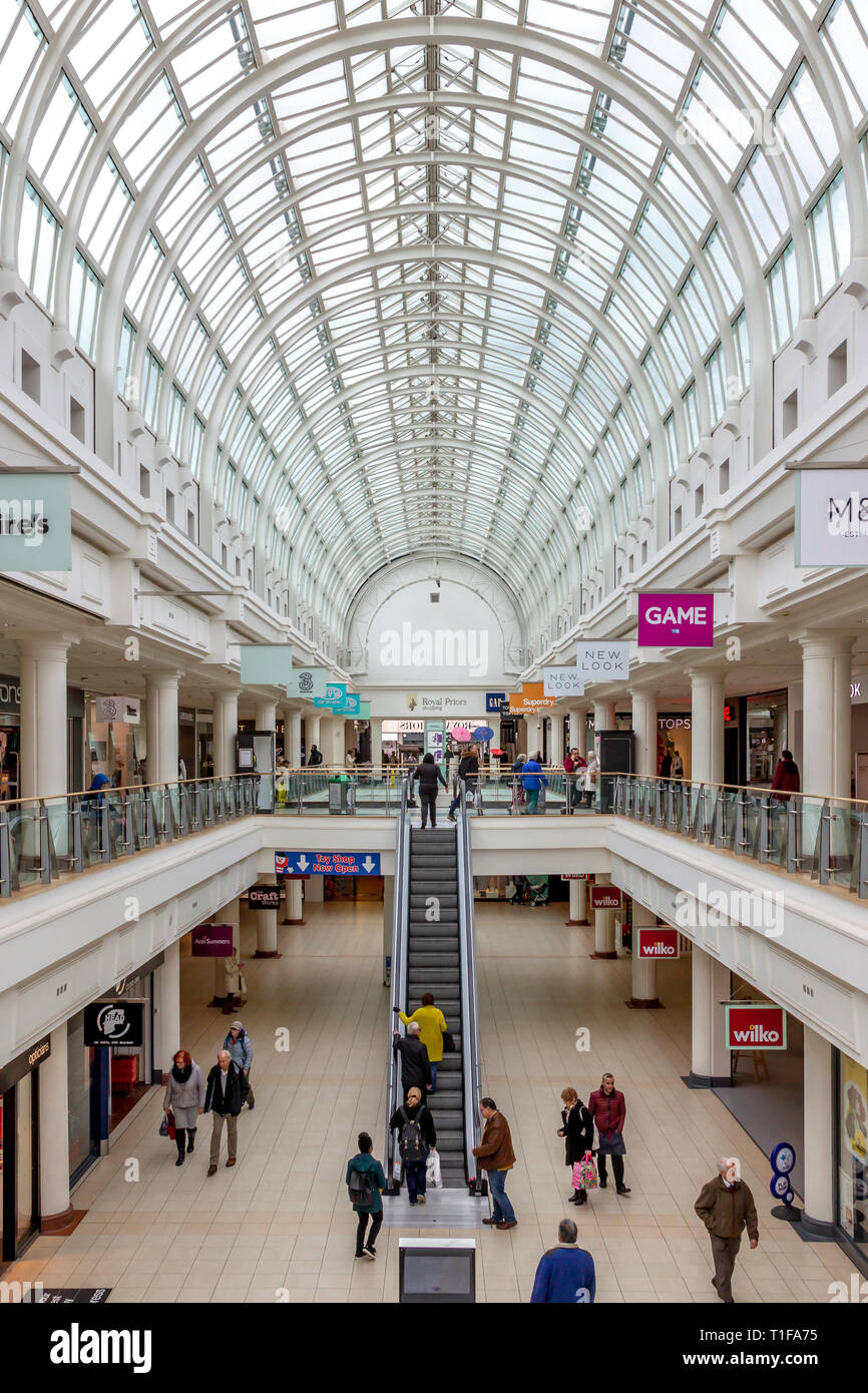 The Royal Priors shopping centre, Leamington Spa, Warwickshire, West Midlands, UK. Stock Photo