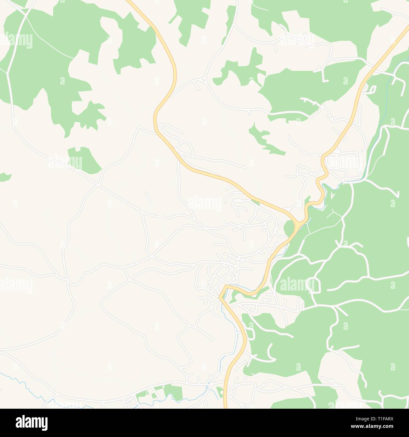 Printable map of Tesanj, Bosnia and Herzegovina with main and secondary roads and larger railways. This map is carefully designed for routing and plac Stock Vector