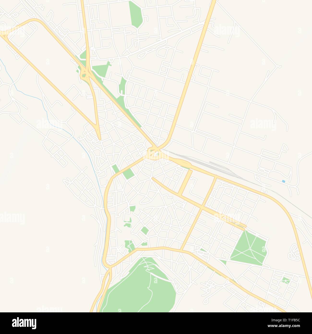 Printable map of Vratsa, Bulgaria with main and secondary roads and ...