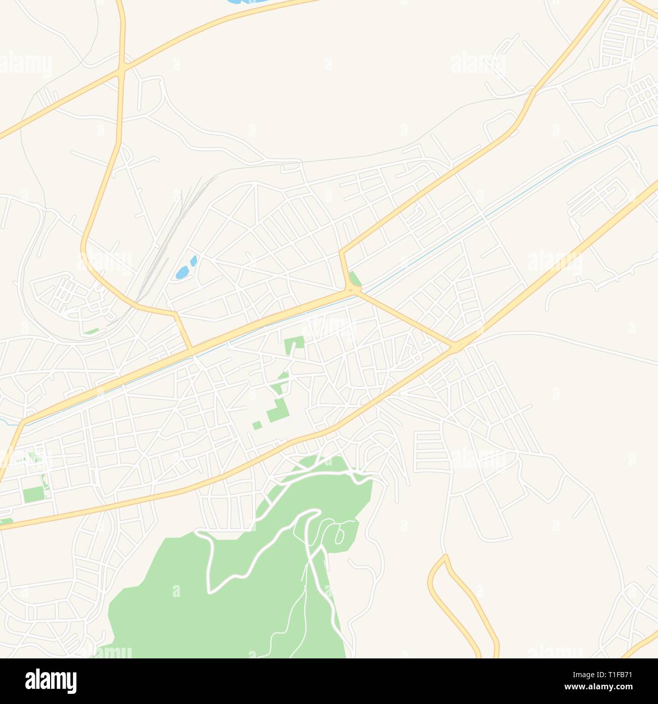 Printable map of Kyustendil, Bulgaria with main and secondary roads and ...