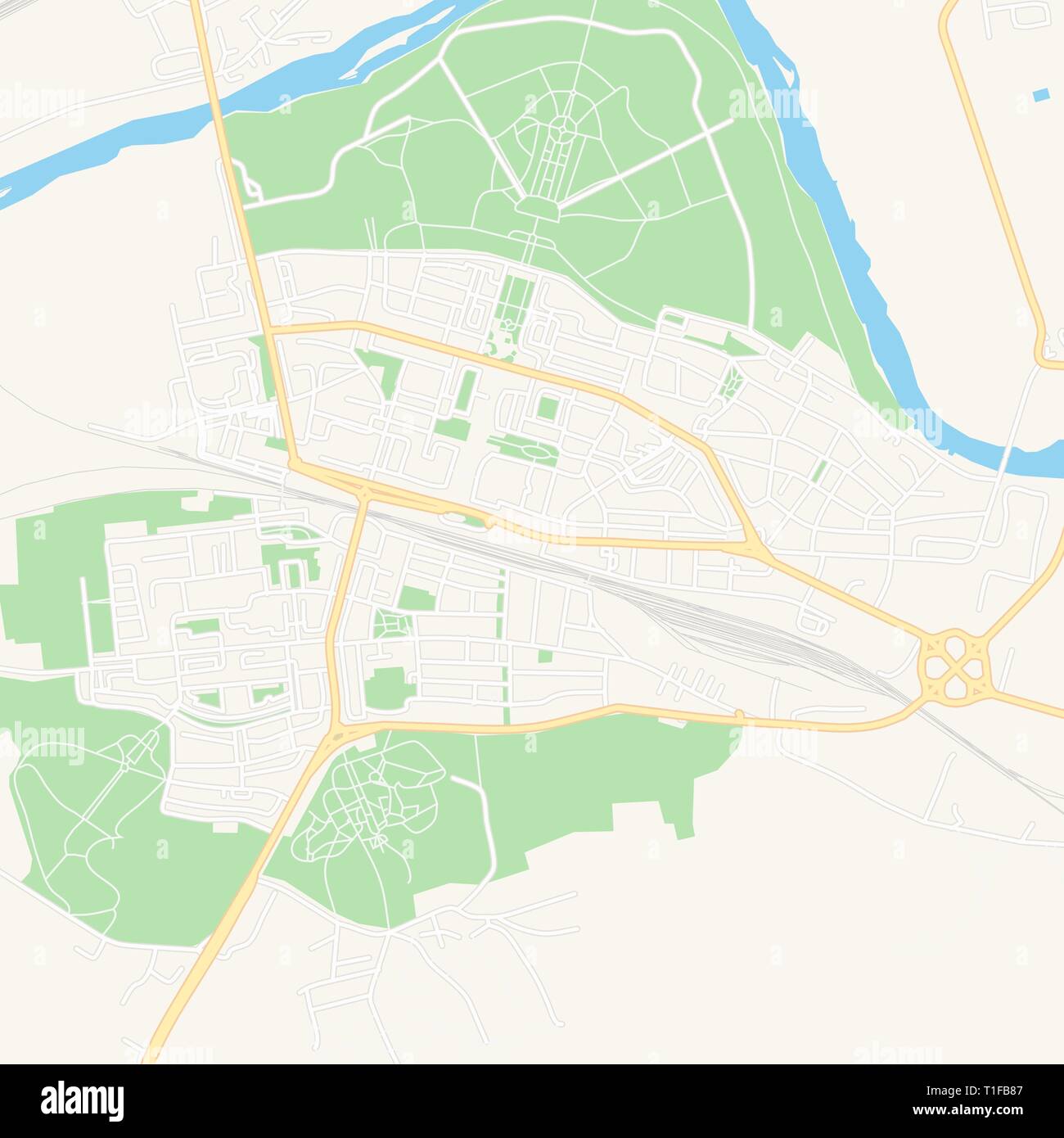 Printable map of Dimitrovgrad, Bulgaria with main and secondary roads ...