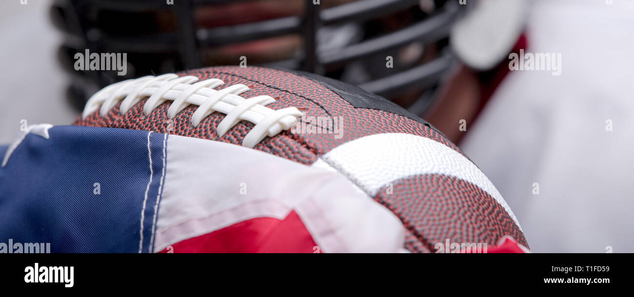 Bearded American football ball with national flag. Stock Photo