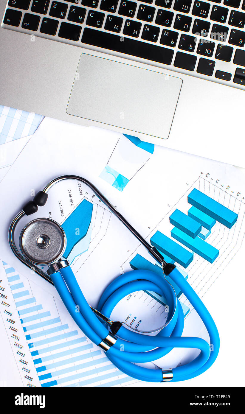 Medical stethoscope on computer keyboard Stock Photo - Alamy
