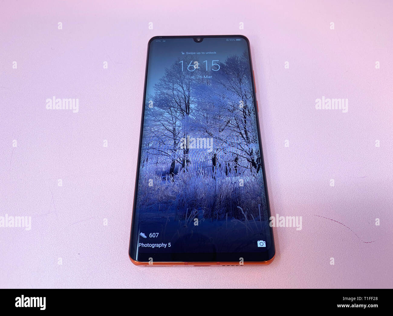 The new Huawei P30 Pro which is part of the Chinese firm's new flagship smartphone range that they unveiled in Paris. The smartphone giant is stepping up its attempts to overtake Samsung as the biggest mobile phone maker in the world. Stock Photo