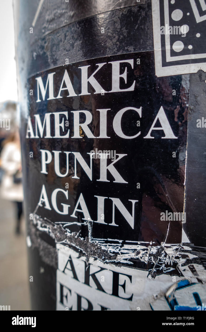 Black and White Make America Punk Again on a Graffiti edgy art sticker