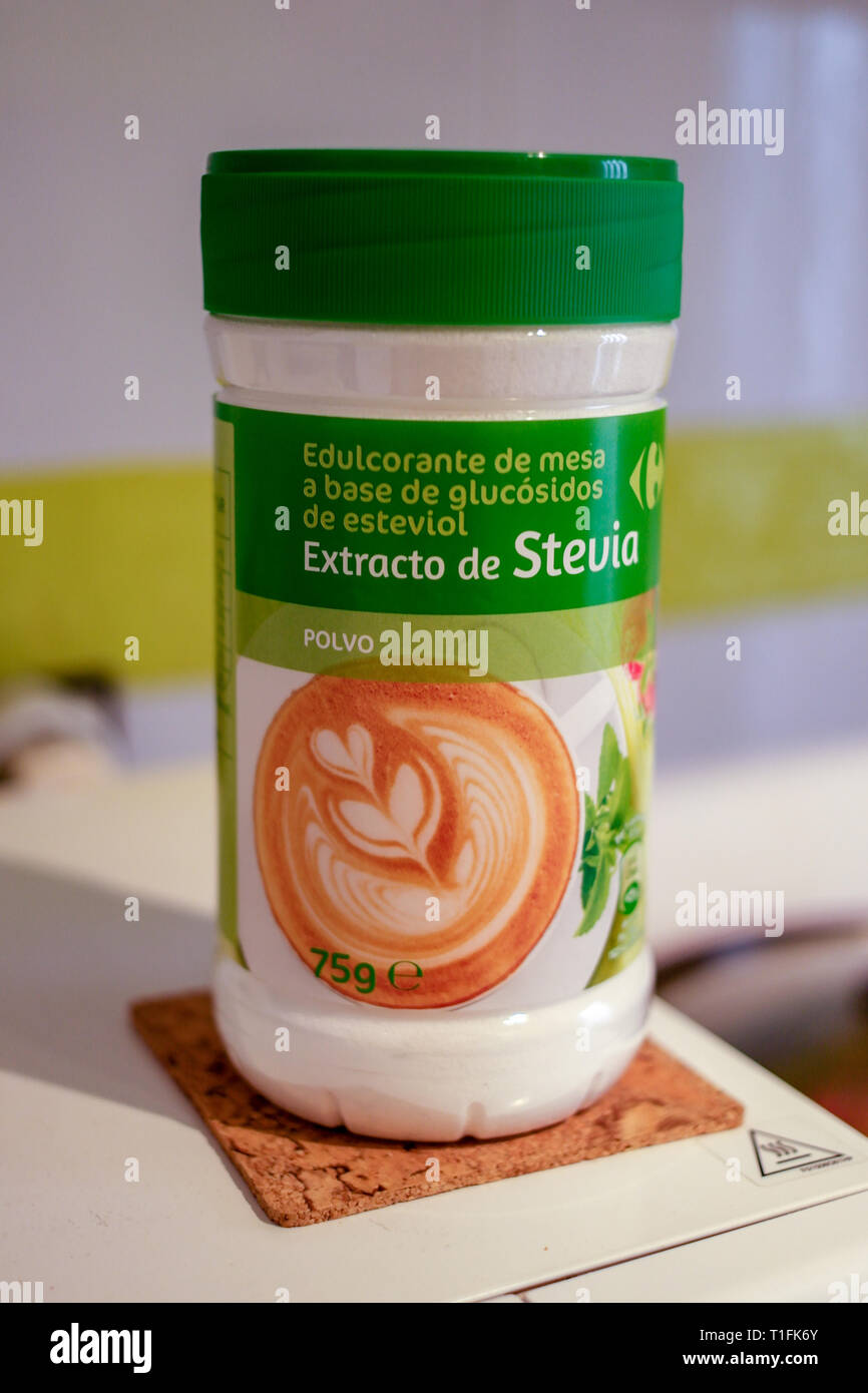 Stevia sweetener granules Stock Photo Alamy