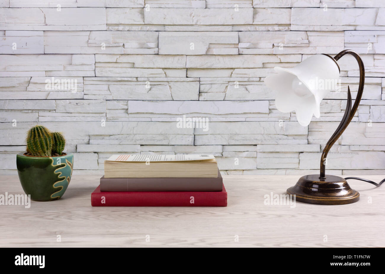 green and brass desk lamp