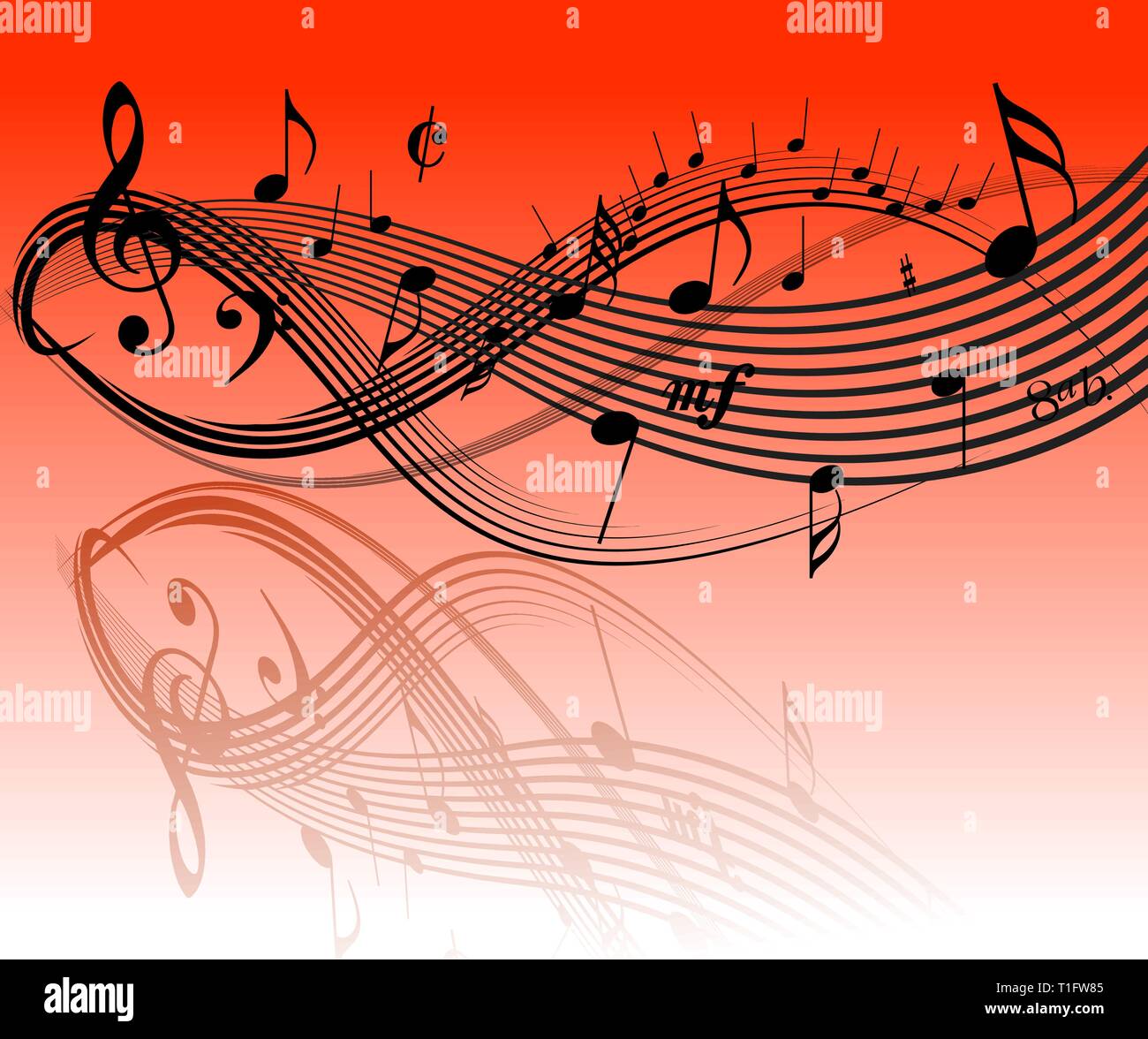 Music theme - black notes on red background Stock Vector Image & Art - Alamy