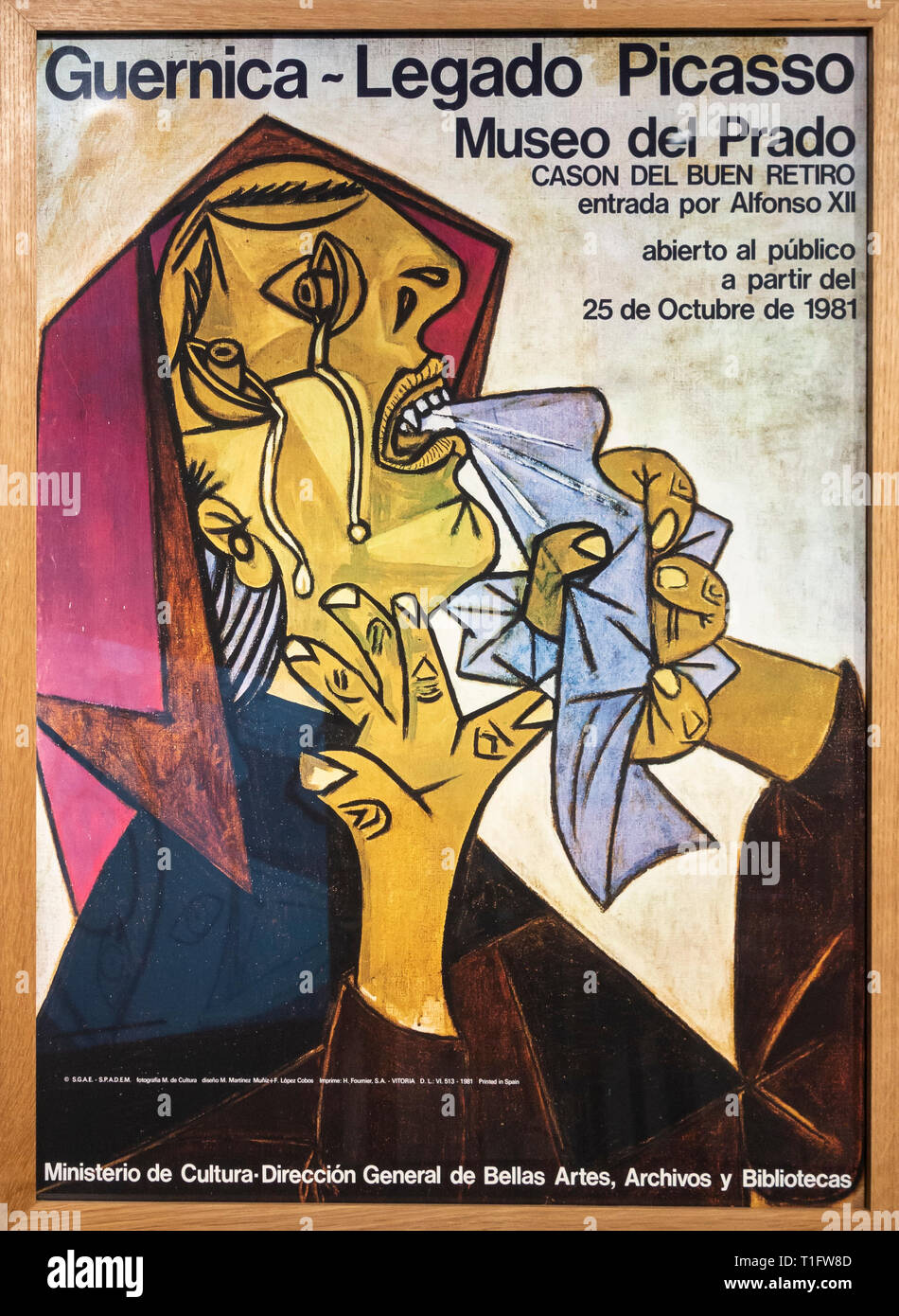 Picasso Guernica exhibition poster, Prado museum, Madrid, Spain.1981. Stock Photo