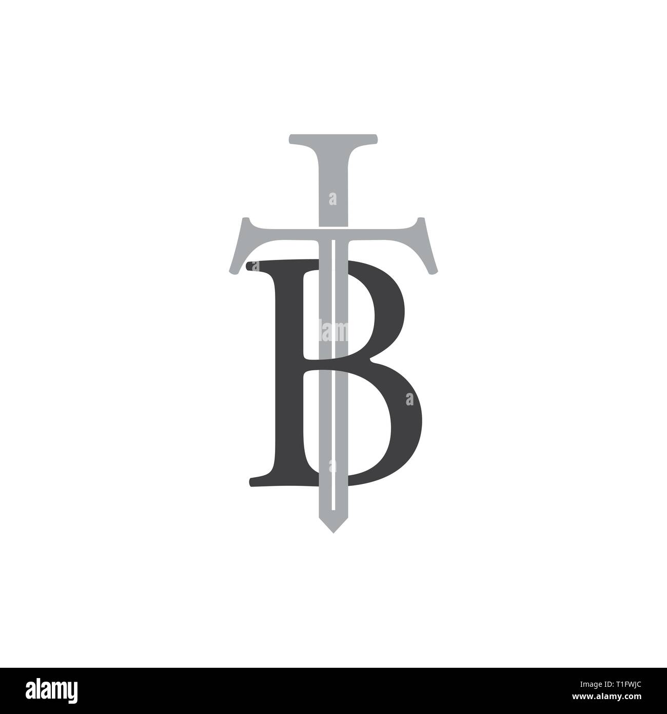 letter tb sword design logo vector Stock Vector