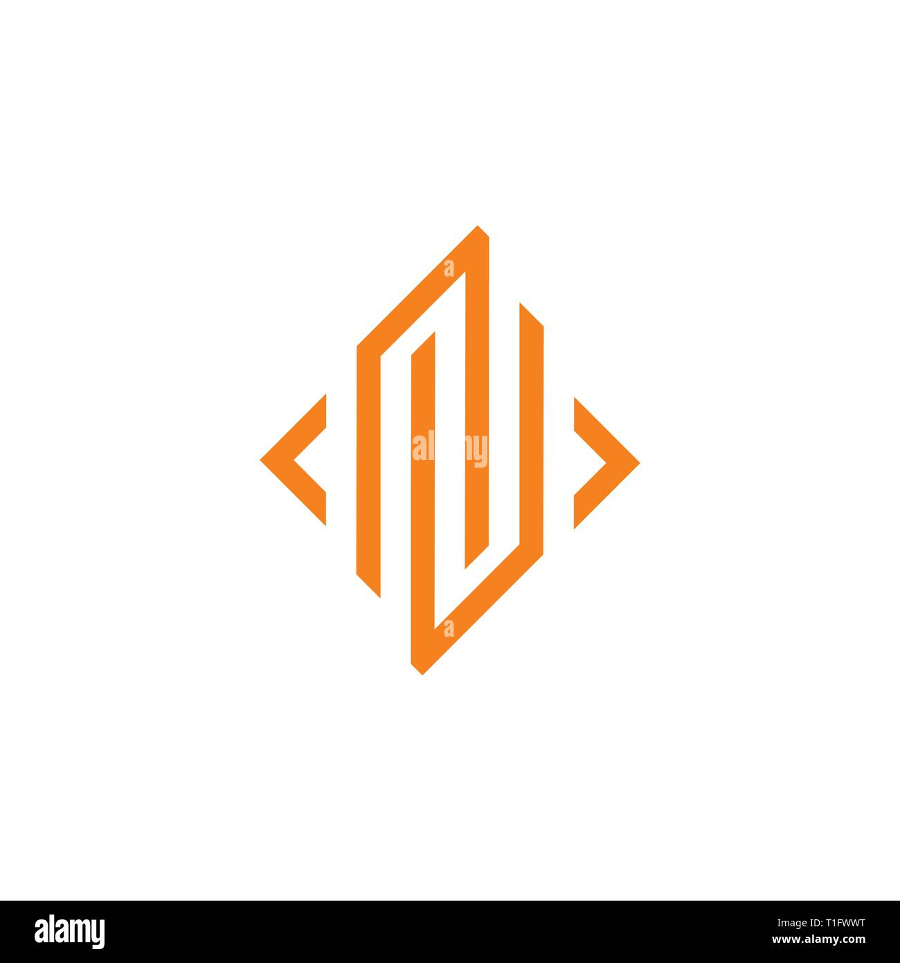 abstract letter n u square line arrow logo vector Stock Vector
