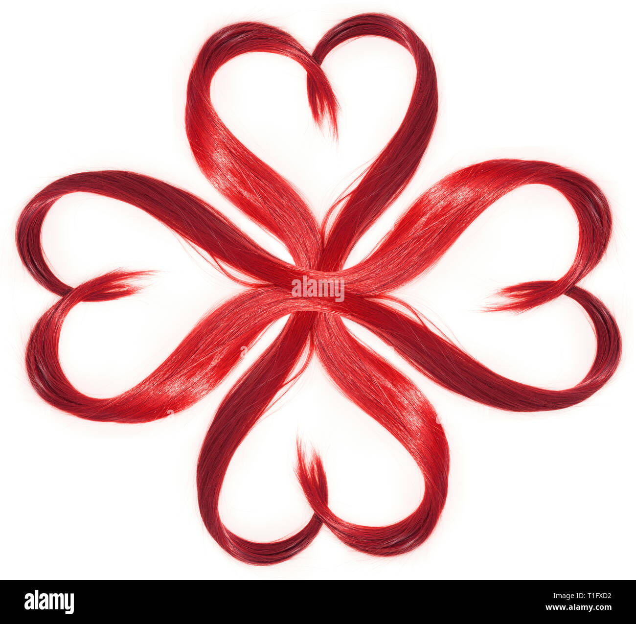 red-hair-in-shape-of-flower-with-abstract-heart-or-clover-isolated-on