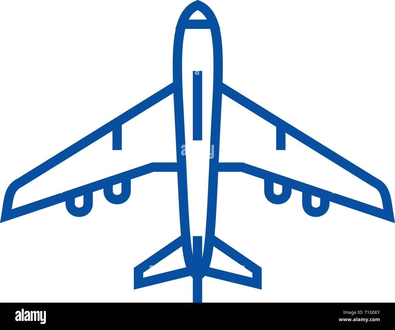 Airplane top view line icon concept. Airplane top view flat vector symbol,  sign, outline illustration Stock Vector Image & Art - Alamy