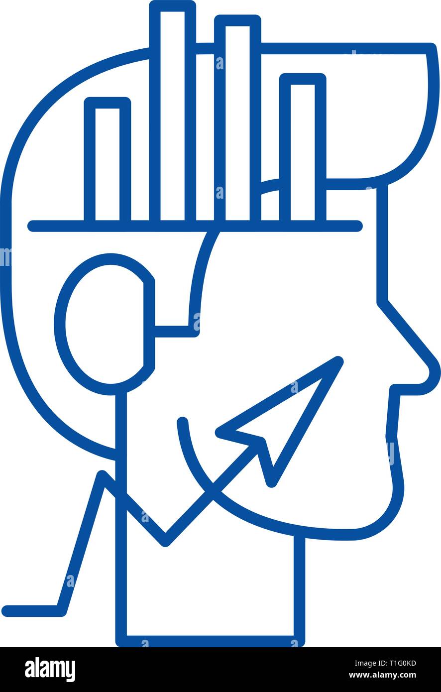 Analytical thinking line icon concept. Analytical thinking flat vector ...