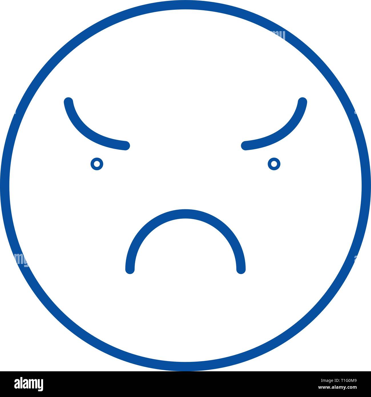 Angry emoji line icon concept. Angry emoji flat  vector symbol, sign, outline illustration. Stock Vector