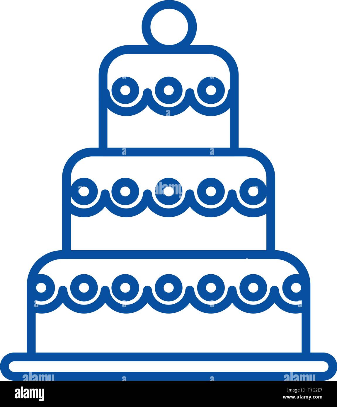 Big wedding cake line icon concept. Big wedding cake flat vector symbol